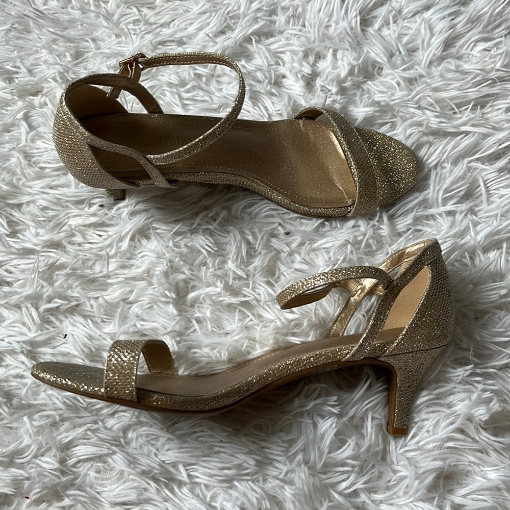 Gold Glitter Kitten Heel Sandals